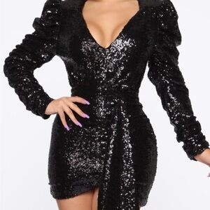 Fashion Nova Black Long Sleeve Dress